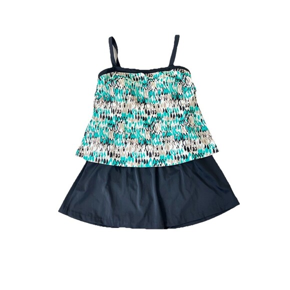 Le Cove Swimdress Women’s Size 14 Teal Ikat Removable Straps - Picture 2 of 11